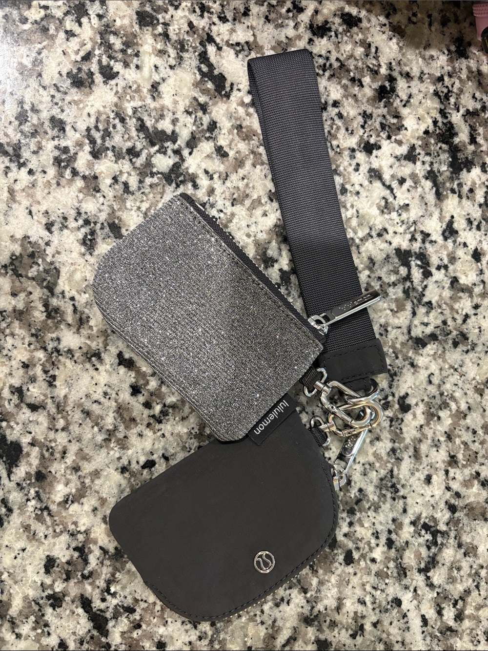lululemon athletica Black and Silver Keychain Wallet Set